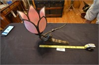 MEYDA (TIFFANY STYLE) LAMP WITH BRONZED METAL