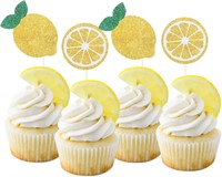 24Pcs Glitter Lemon Cupcake Toppers