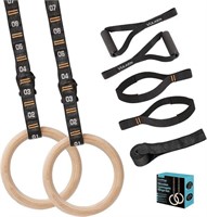 $60 Wooden Gymnastic Rings w/ Adjustable Straps