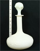 Vintage 9in milk glass bottle w/ stopper