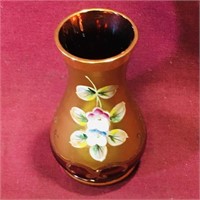 Enamelled Ruby Glass Vase Attributed To Mosier