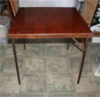 VINTAGE WOODEN FOLDING CARD TABLE