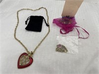 Costume Jewelry in Bag & Necklace