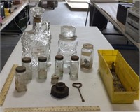 Lot of glass bottles/containers