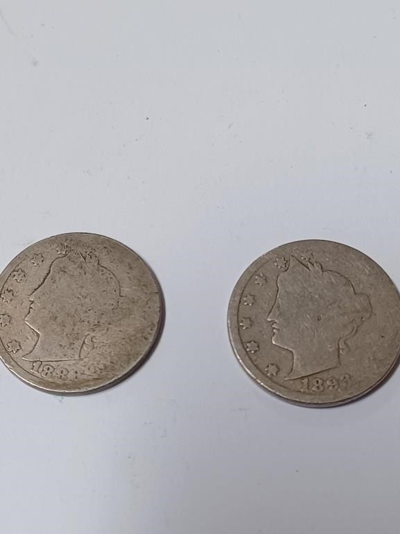 1888, 1893 V Nickel Coin Lot