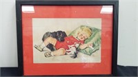 Vintage 15x12-in picture of sleeping baby and