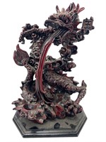 Handcrafted Red Resin Dragon Statue