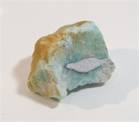CHUNK OF RAW AMAZONITE STONE WITH PAINTED SEAL