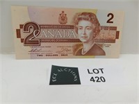 1986 CANADA 2 DOLLAR BILL