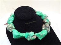 Aqua Turquoise Nugget Necklace W/ Lg Stones