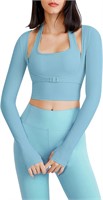 $30  Women Yoga Bra Long Sleeve (M-Blue)