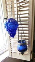cobalt blue grapes ivy pot & candle lamp