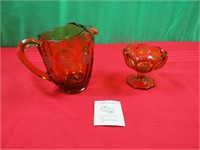 Fostoria Coin Glass, Pitcher, Candy Dish