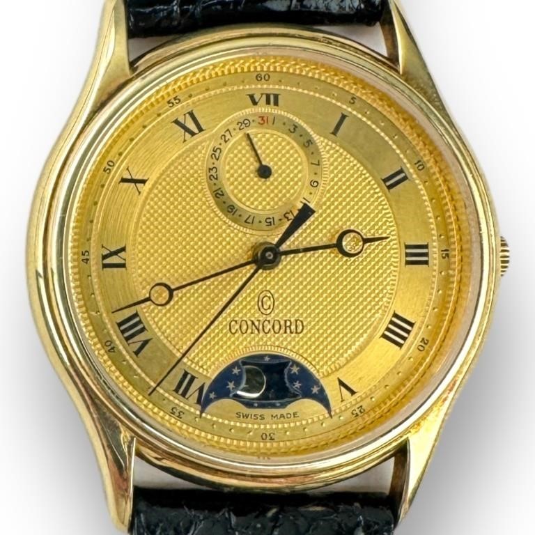 14K Gold Concord Moon Face Watch