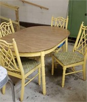 Yellow & green Table and chairs Approx 60 x 30