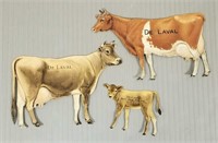 3 DeLaval tin litho cow advertising - 5 1/4"