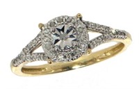 10kt Gold Split Shank Diamond Halo Ring