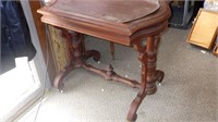 Antique Leather Top Parlor Table
