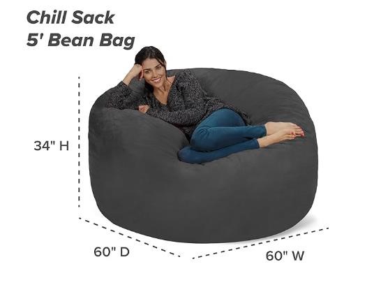 Chill Sack Bean Bag Chair, Charcoal