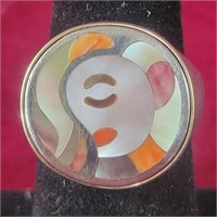 18k plated .925silver Ring with Mother of pearl