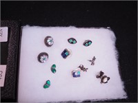 Six pair of sterling earrings including turquoise,
