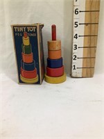 Jaymar Tiny Tot Peg Tower w/ Original Box, 5”T