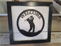 Framed metal golfers sign