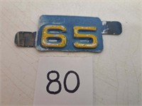 1965 License Plate Revalidation Tag