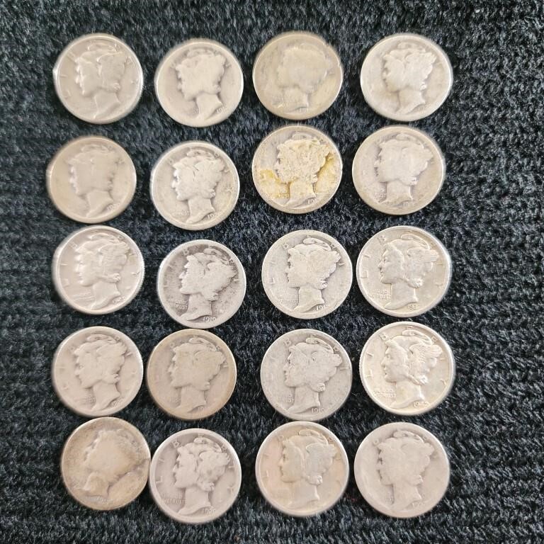 Lot of 20 Mercury Liberty Dimes