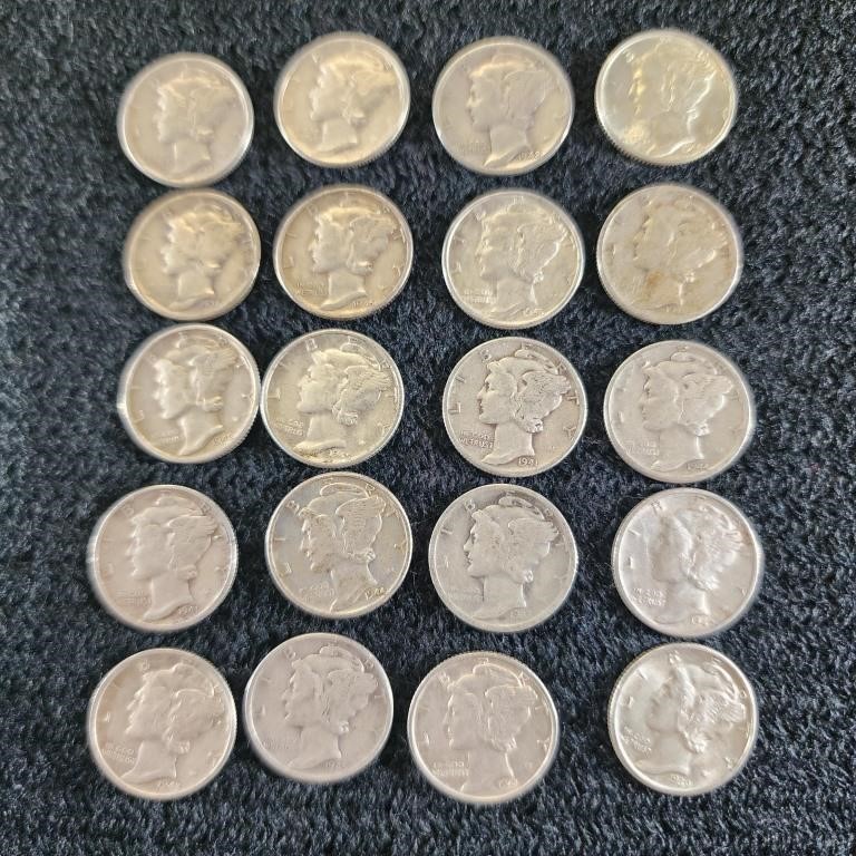 Lot of 20 Mercury Liberty Dimes