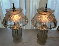 Pair of Heavy Glass Accent Lamps