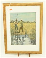 Lot #208 - Framed waterfowling print by A.B.