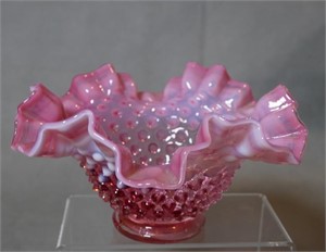 Fenton Opalescent Hobnail Pink Bowl