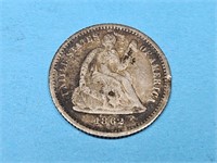 1862 Seated Liberty Silver 1/2 Dime