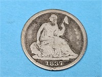 1837 Seated Liberty Silver 1/2 Dime