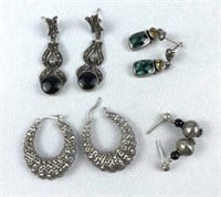 (4) Pairs 925 Silver Vintage Earrings