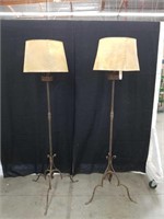 Pair of antique  wrought iron floor lamps