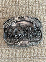 Solid Pewter Virginia Fire Fighters Belt Buckle
