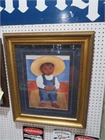 VINTAGE GOLD ORNATE FRAMEDHISPANIC BOY