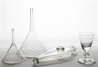 ASSORTED FREE-BLOWN GLASS ARTICLES, LOT OF FOUR,
