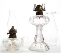 BY-THE-SEA KEROSENE LAMPS, LOT OF TWO, colorless,