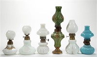 ASSORTED OPAQUE GLASS MINIATURE LAMPS, LOT OF