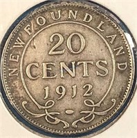 1912 20 Cents Silver Newfoundland