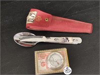Girl Scout Official Compass in box & Utensils