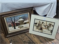 Framed winter Barn canvas, Plus