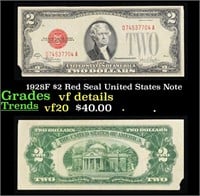 1928F $2 Red Seal United States Note Grades vf det