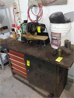 Shop Table w/ Miter Saw & Contents