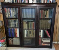 Vintage Walnut 3 Glass Door Bookcase