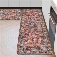 Boho Red Kitchen Rugs