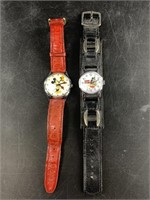 2 Vintage Mickey Mouse wrist watches:  both wind-u